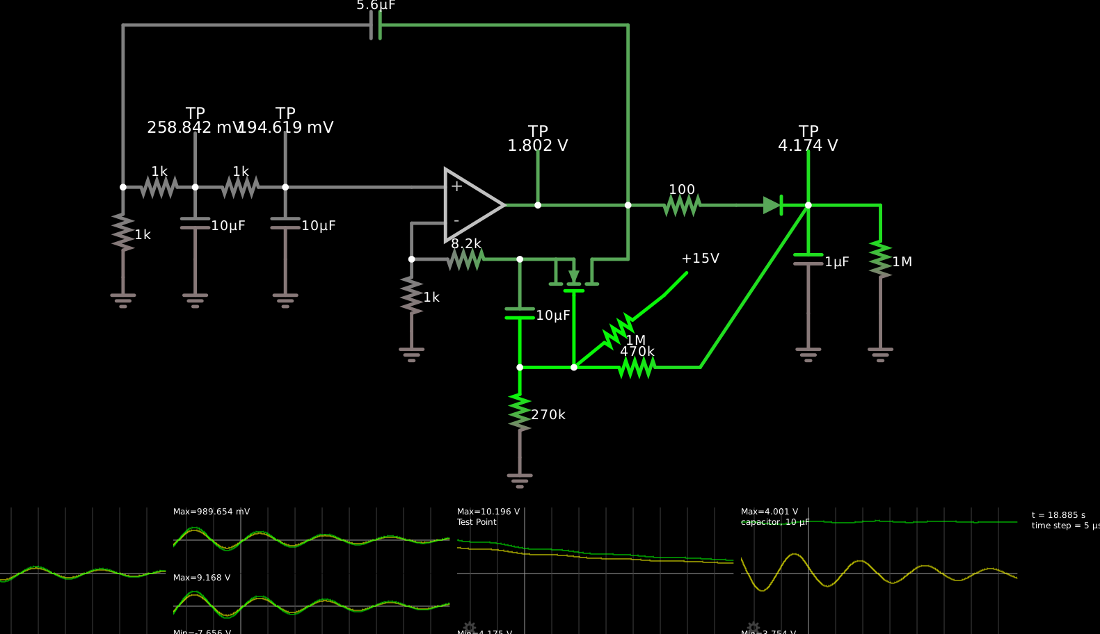 (schematic of circuit with broken automatic gain control)